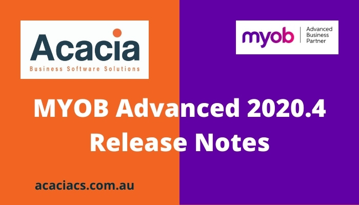 MYOB Advanced 2020.4 Release Notes